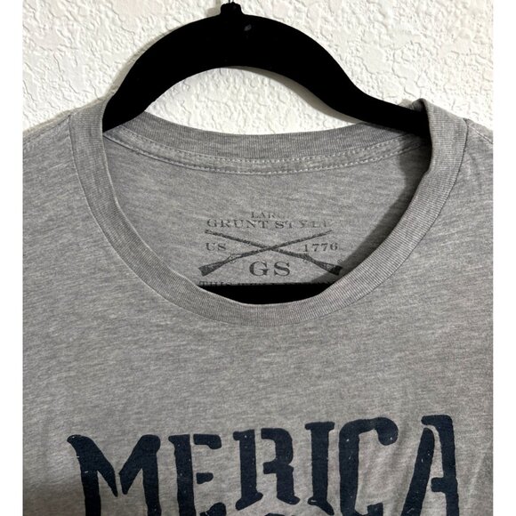 Grunt Style Merica Bourbon Graphic T-Shirt Gray Short Sleeve Crew Neck Mens L - Picture 3 of 6
